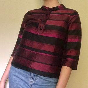 Silk striped red/pink/black Talbots blouse